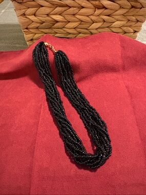 Black Multi-Strand Beaded Necklace - Unbranded